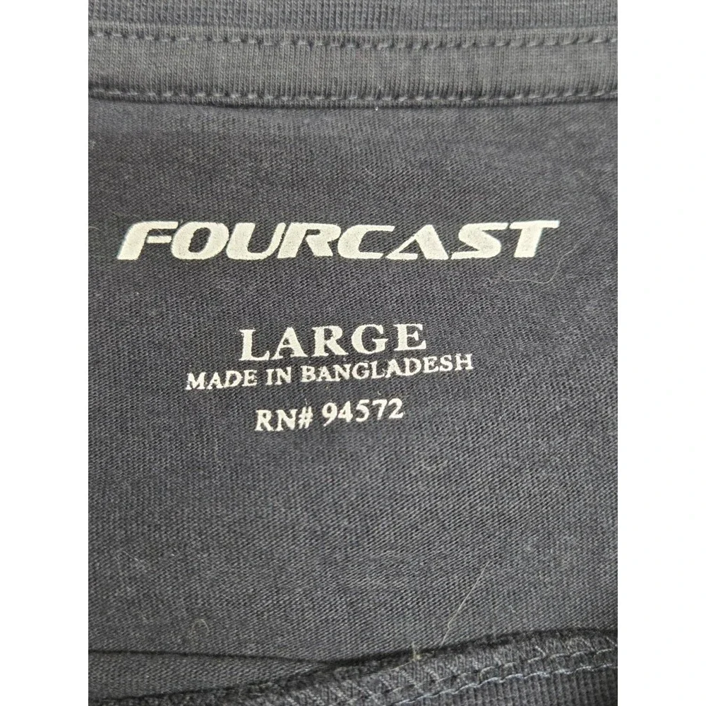 Fourcast American Flag Graphic T-Shirt Navy Blue Cotton Tee Mens Size Large